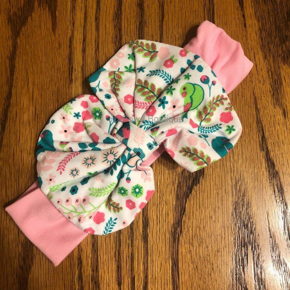Springtime Cotton Big Bow Headband    HB461  Handmade NWT Boutique